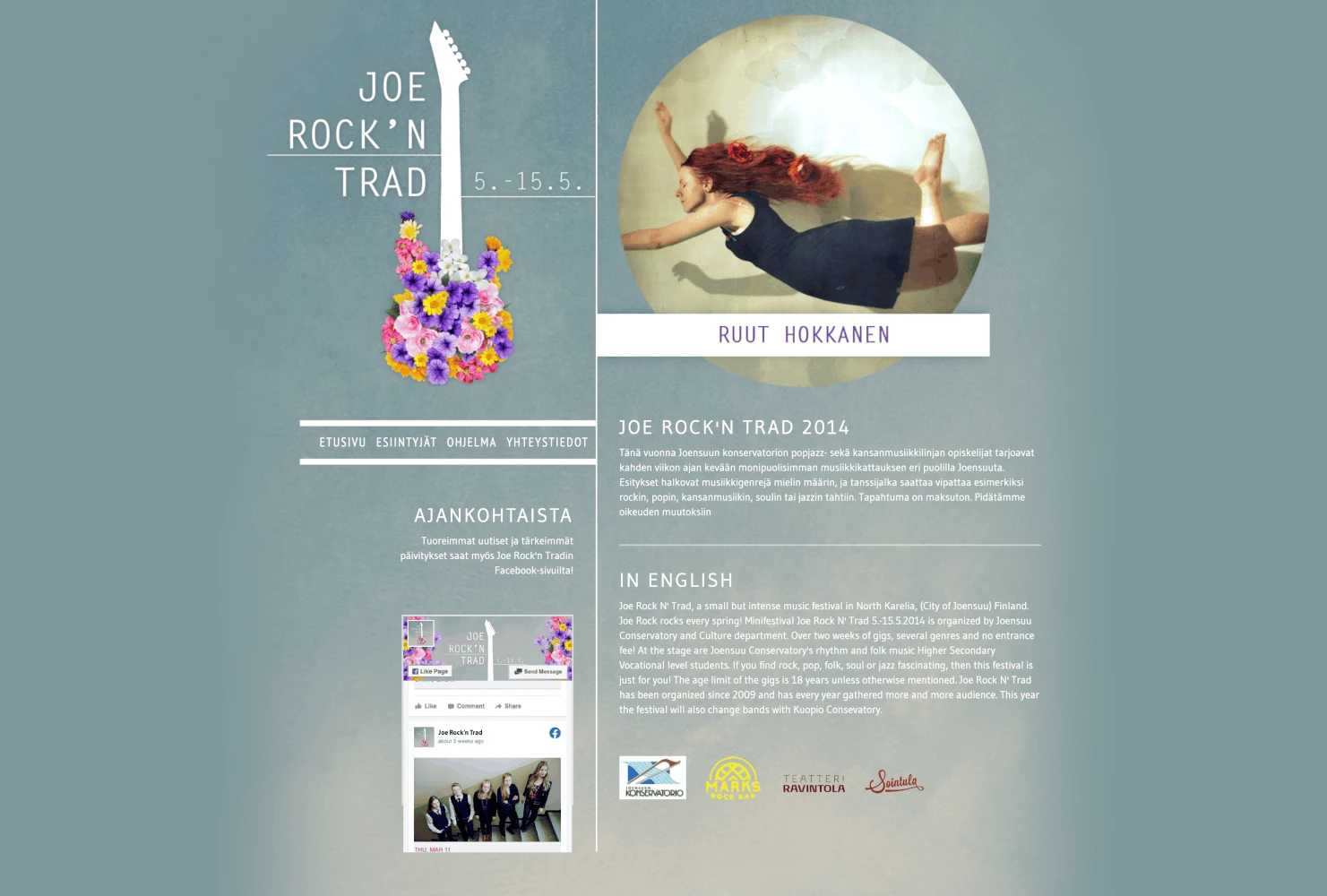 Festival website frontpage
